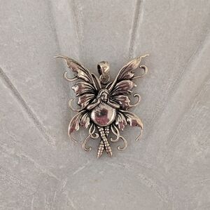 Silver Fairy Pendant Necklace - Elegant Women's Jewelry
